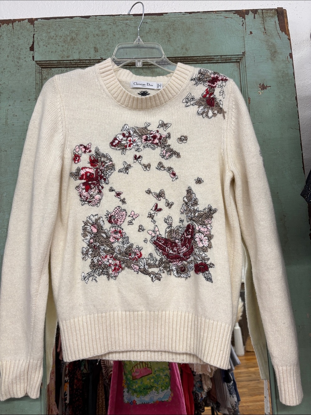 Dior Cream Floral Embroidery sweater size M